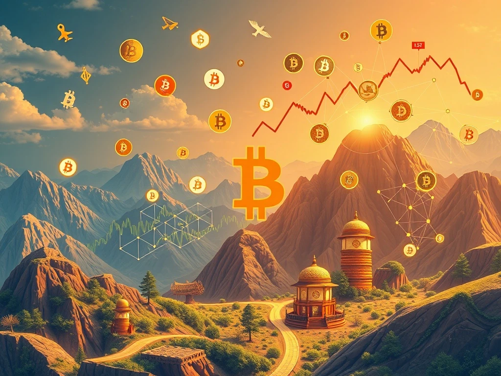 A visual representation of various digital assets and investment charts, highlighting the rapid growth in Bitcoin DeFi and broader crypto venture capital trends.