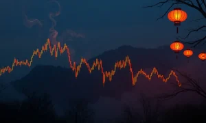 A chart showing Bitcoin price volatility, indicating a recent dip and the potential influence of the 'ghost month' on the Bitcoin market.