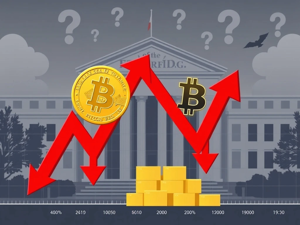 Bitcoin and gold price charts showing synchronized declines during market uncertainty