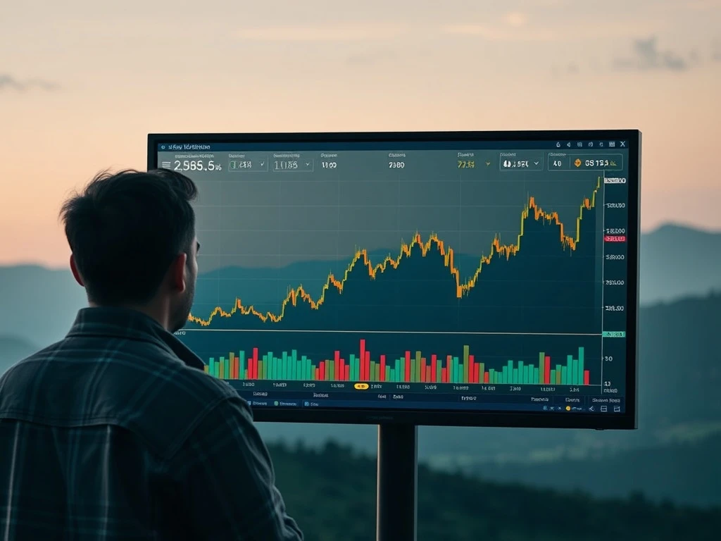 A person navigating the volatile market, illustrating the immense challenge of a long-term Bitcoin investment strategy.