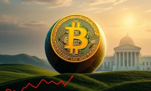A visual representation illustrating the impressive growth of Bitcoin's market share within the global financial system.