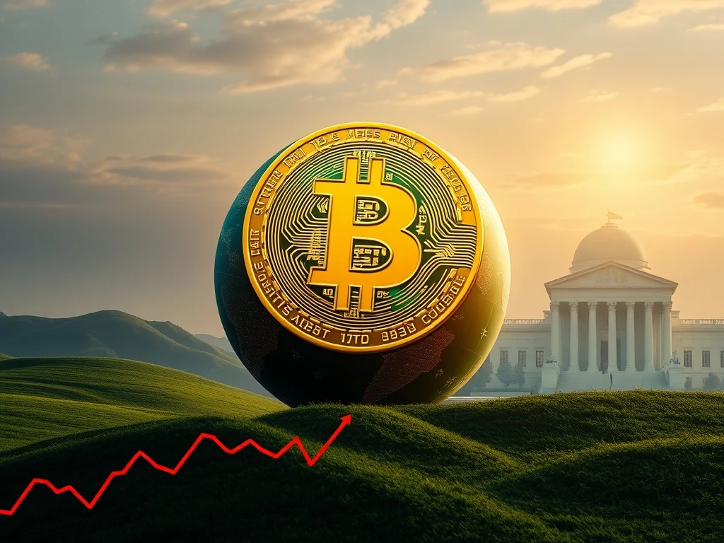 A visual representation illustrating the impressive growth of Bitcoin's market share within the global financial system.