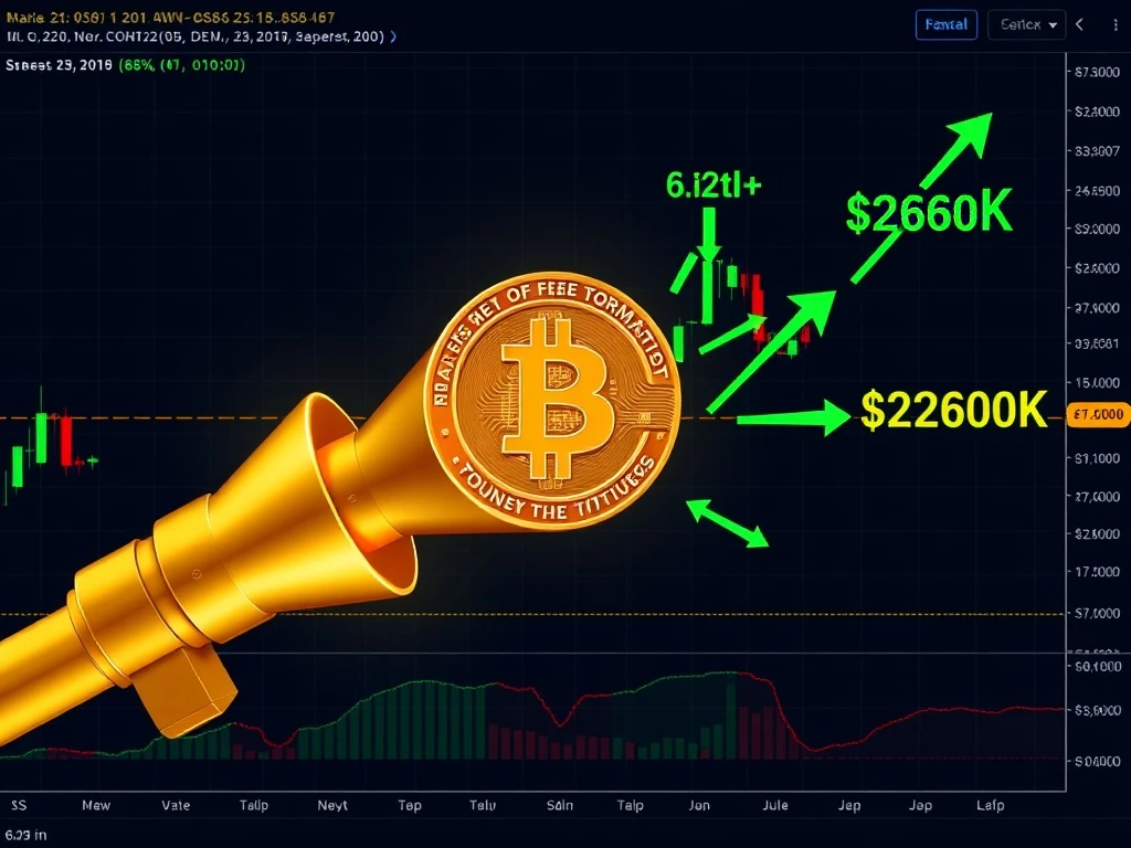 Bitcoin megaphone pattern chart showing bullish breakout potential toward $260,000 price target