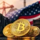 A powerful image of a Bitcoin mining farm, showcasing advanced ASIC hardware, symbolizing the significant investment in Bitcoin mining by a Trump-backed company.