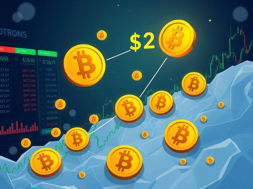 A visual representation of Bitcoin price volatility, highlighting the contrast between optimistic $200K predictions and current market probabilities.