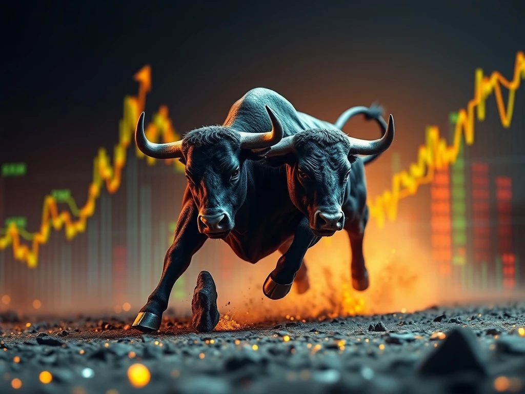 A bullish market trendline showing Bitcoin price soaring towards new all-time highs, with key resistance levels highlighted. This depicts market optimism and the upward trajectory of Bitcoin price.