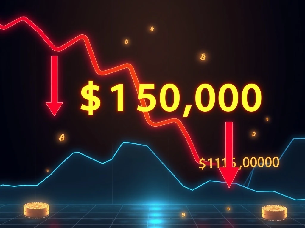 Bitcoin price chart showing potential decline to $110K support level with exchange outflow indicators