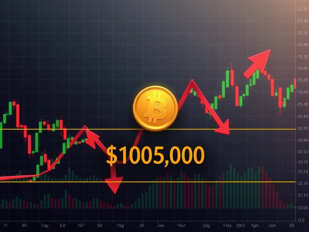 Bitcoin price chart breaking critical support levels during market correction