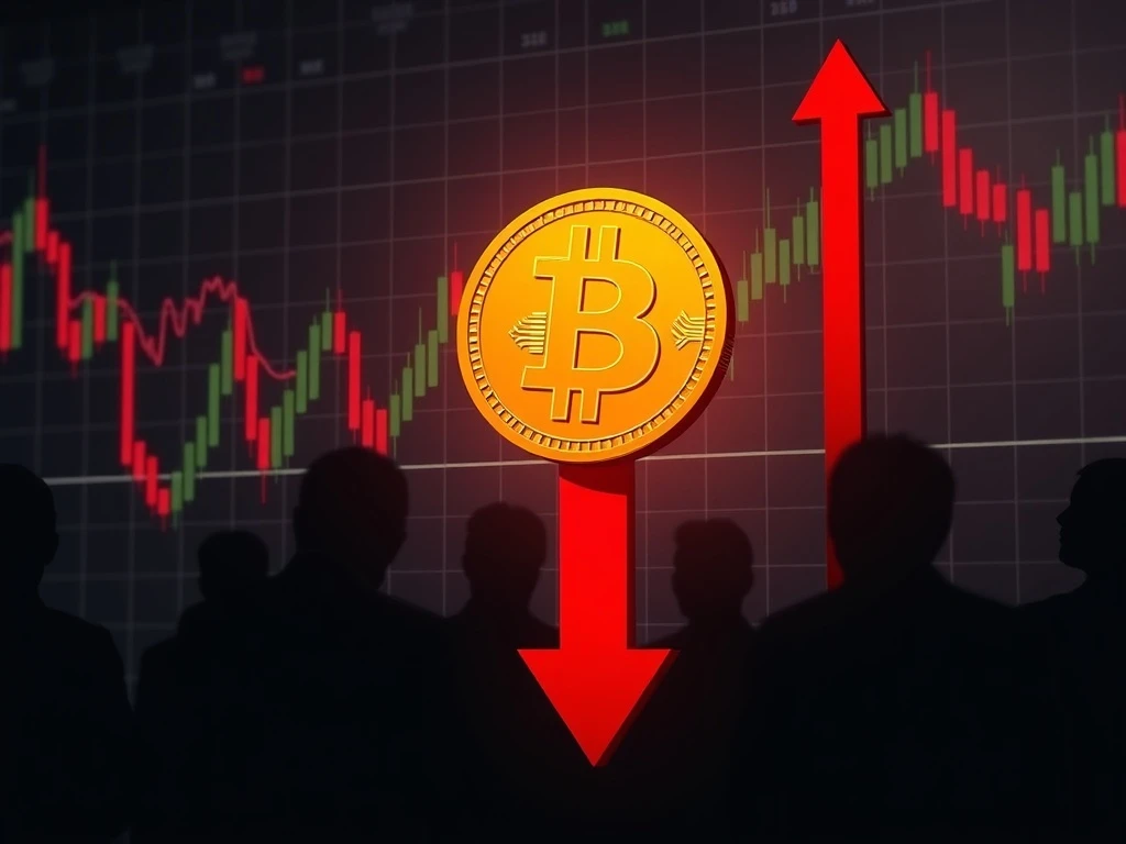 Dramatic Bitcoin sentiment chart showing extreme bearish market indicators during price correction