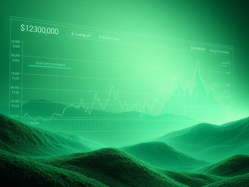 Charts depicting Bitcoin price stability and decreased selling pressure from Bitcoin short-term holders, indicating market balance.