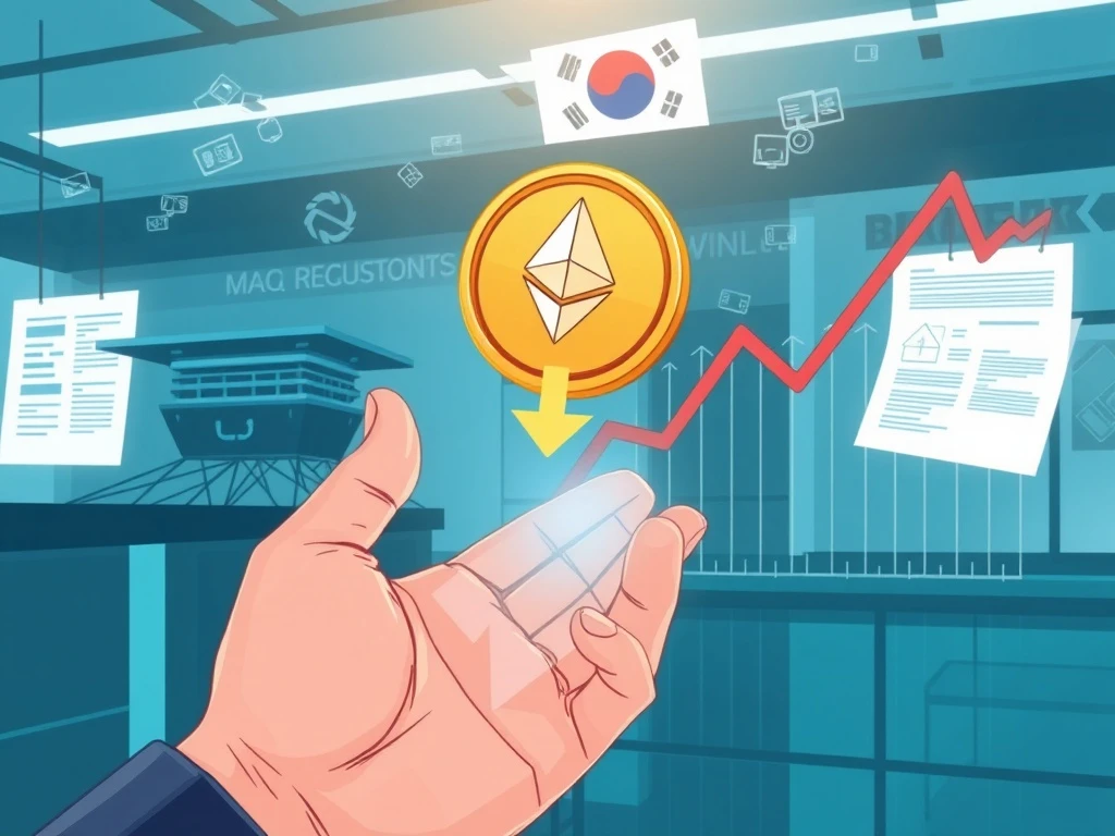 A visual representation of Bithumb crypto lending limits being reduced, showing a sharp decrease in financial values and regulatory oversight.