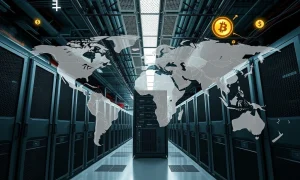 Illustrates the global reach of AntminerOutlet, providing Bitmain Antminer ASIC miners for efficient cryptocurrency mining worldwide.