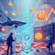 BlockDAG blockchain network with investors and mining equipment showing deflationary growth