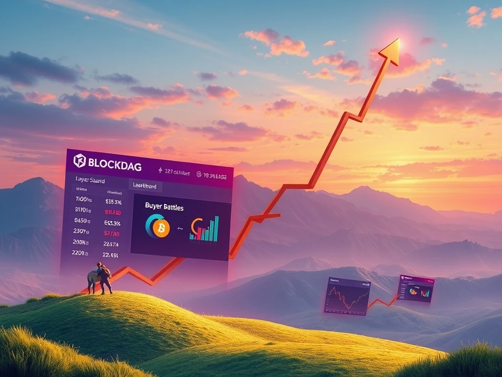 An infographic illustrating the impressive growth of the BlockDAG presale, highlighting its $373M milestone and competitive buyer engagement.
