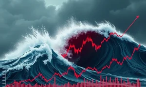 Bond market crisis spilling over into stock market collapse with interconnected financial charts