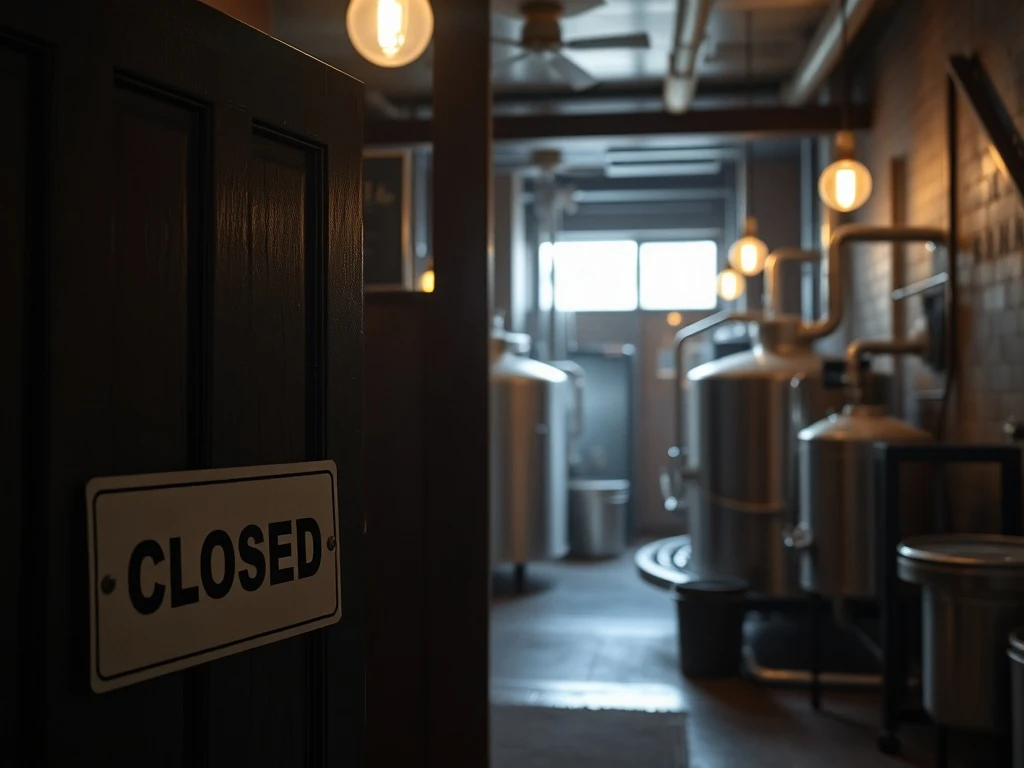 A 'Closed' sign on the door of a beloved local establishment, symbolizing the unexpected brewery closing.