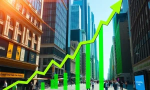 An upward trending financial graph representing the Bullish stock rally and an active summer IPO market.
