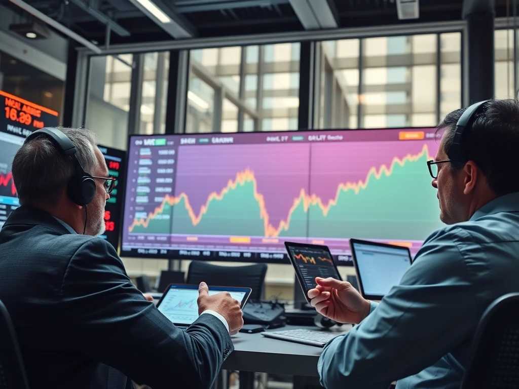 Wall Street analysts showing bullish stock market confidence with rising market charts and positive indicators