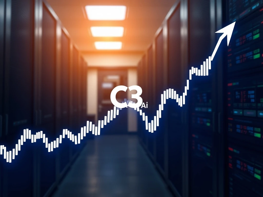 A stock chart showing a sharp decline, symbolizing the C3.ai stock plunge and investor concerns.