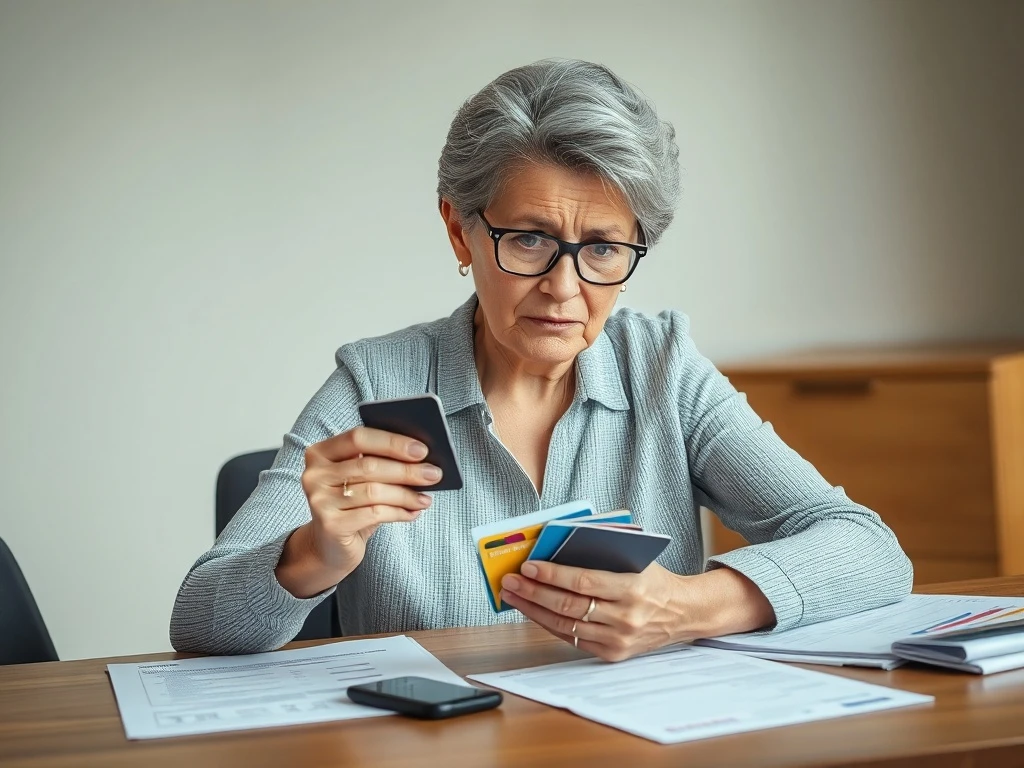 Senior woman protecting credit score while managing multiple credit cards responsibly