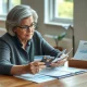 Senior woman strategically planning to cancel credit cards while protecting her credit score
