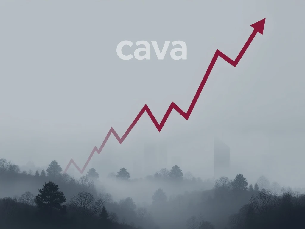 A falling stock chart represents the Cava stock decline, illustrating the company's trimmed sales outlook amidst consumer uncertainty.