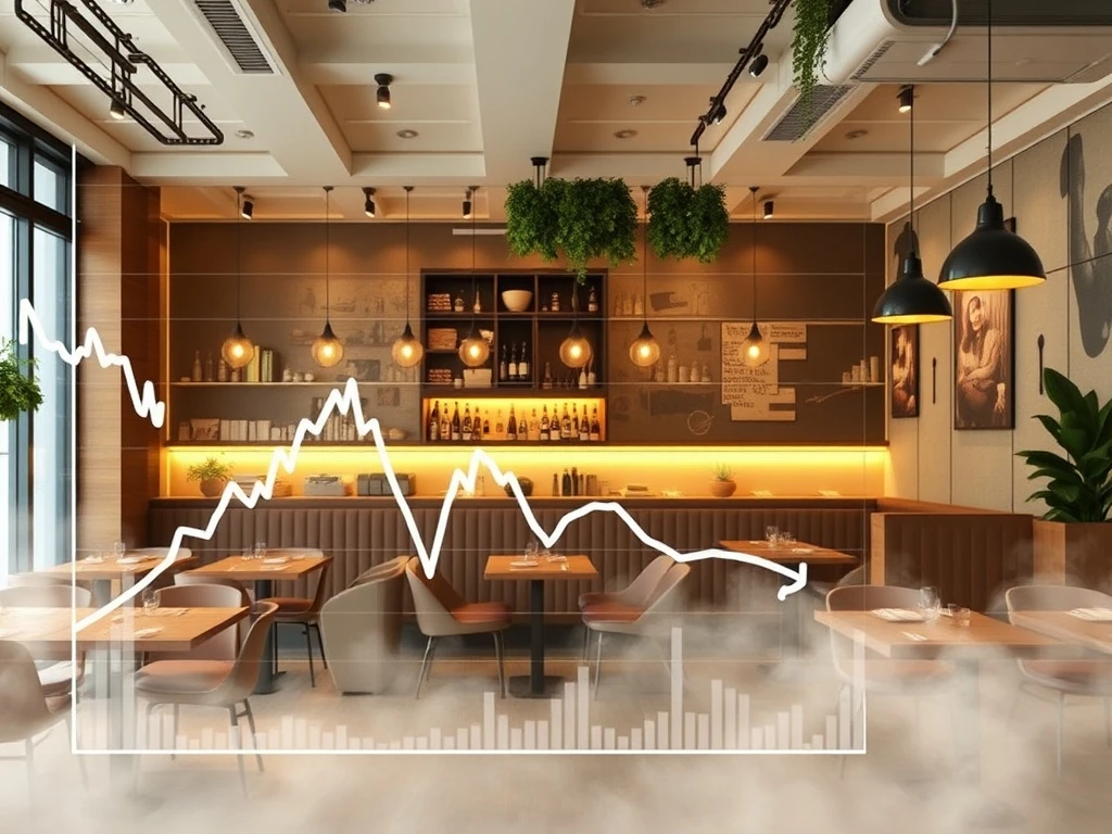 Cava stock chart showing a sharp decline, illustrating the impact of a revised sales outlook and CEO's consumer 'fog' comments.