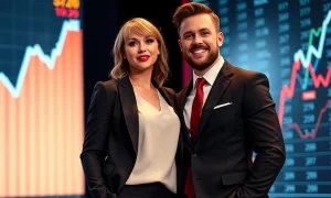 Taylor Swift and Travis Kelce demonstrating celebrity stock influence through market impact