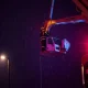 Emergency cherry picker rescue operation saving lives at height during storm