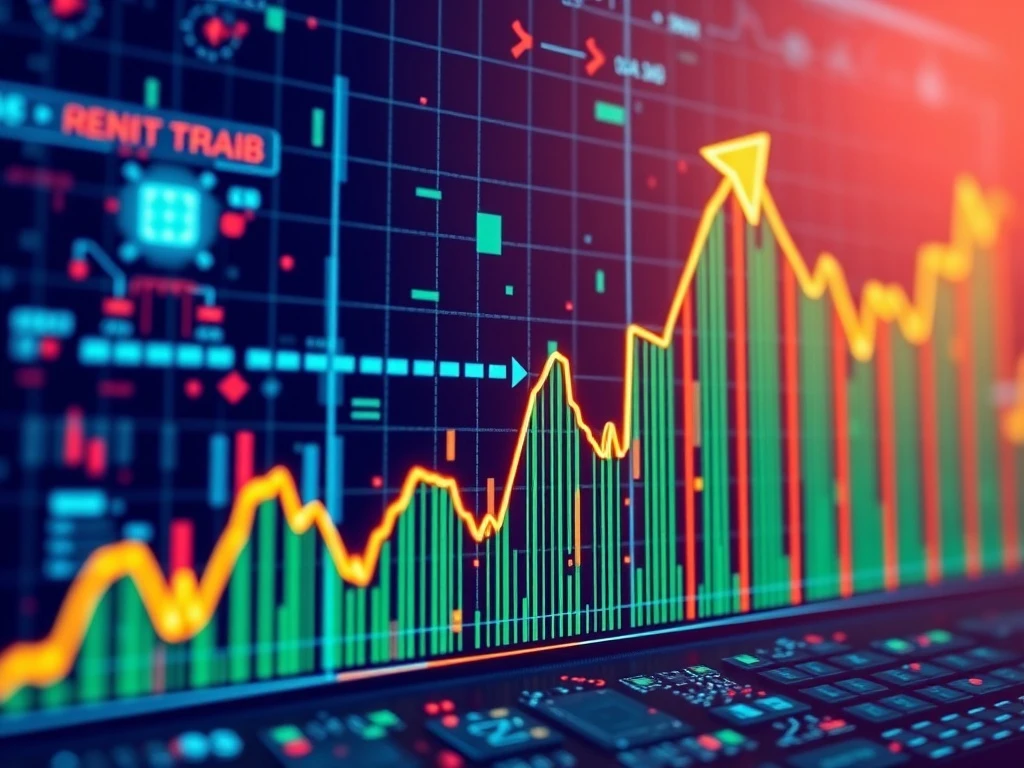 Illustration showing resilient chip stocks and semiconductor components thriving despite economic headwinds and tariff threats.