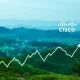 Illustration of Cisco's strong Cisco AI demand driving earnings growth amidst stock market fluctuations.