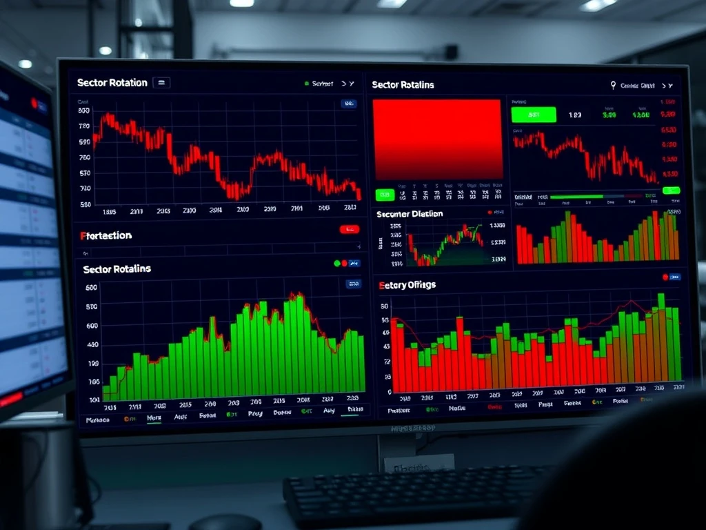 Analyst explaining stock sell-off rotation patterns on financial market dashboard