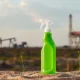 A bottle of CleanGo Innovations' eco-friendly cleaning product stands prominently, symbolizing the company's commitment to sustainable industrial cleaning.