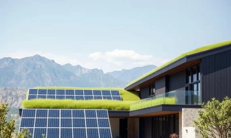 Modern climate-smart home design with sustainable features and energy-efficient architecture