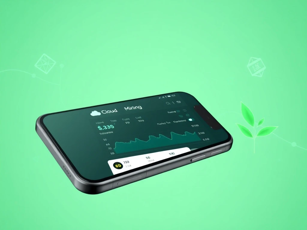 A smartphone displaying the Sunny Mining cloud mining app dashboard, symbolizing effortless crypto earnings and a streamlined user experience.