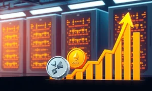 A secure cloud mining facility generating passive income from XRP and ETH.