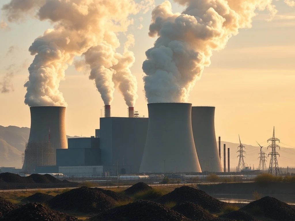 A modern coal power plant symbolizing the complex energy landscape and Coal's Future amidst global energy transitions.