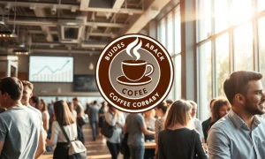 Depicts the strategic **coffee chain expansion** of a rival, showing a thriving new store symbolizing their successful recovery and growth.