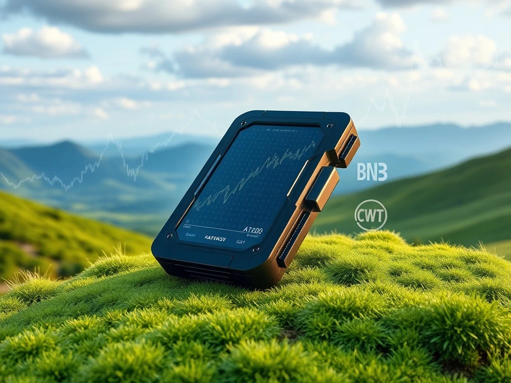A secure Cold Wallet crypto device with digital charts, symbolizing growth and the potential for a new era in secure digital asset management.