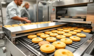 Commercial biscuit machine producing perfectly consistent baked goods for increased bakery profits