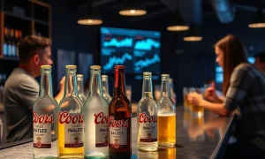 Coors beer facing alcohol sales decline with empty bottles and declining market charts