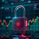 A digital padlock opening against a backdrop of financial charts, illustrating the CoreWeave lockup expiration and its potential impact on stock performance.