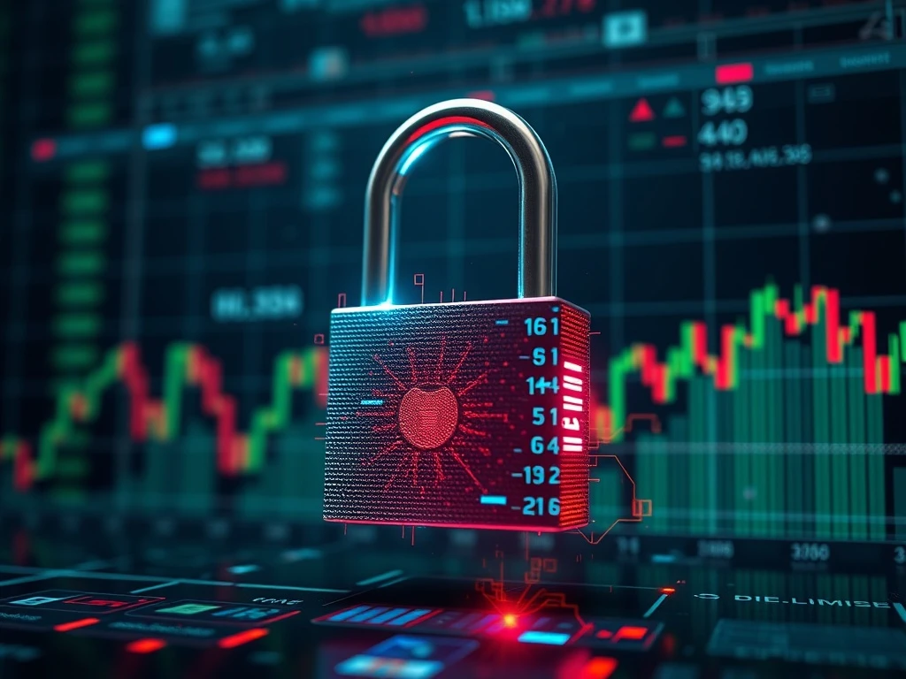 A digital padlock opening against a backdrop of financial charts, illustrating the CoreWeave lockup expiration and its potential impact on stock performance.