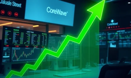 CoreWeave stock chart showing dramatic recovery after Jane Street investment announcement with green upward trend