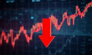 Chart illustrating the decline of CoreWeave stock after mixed earnings, disappointing AI investors and reflecting market sentiment.