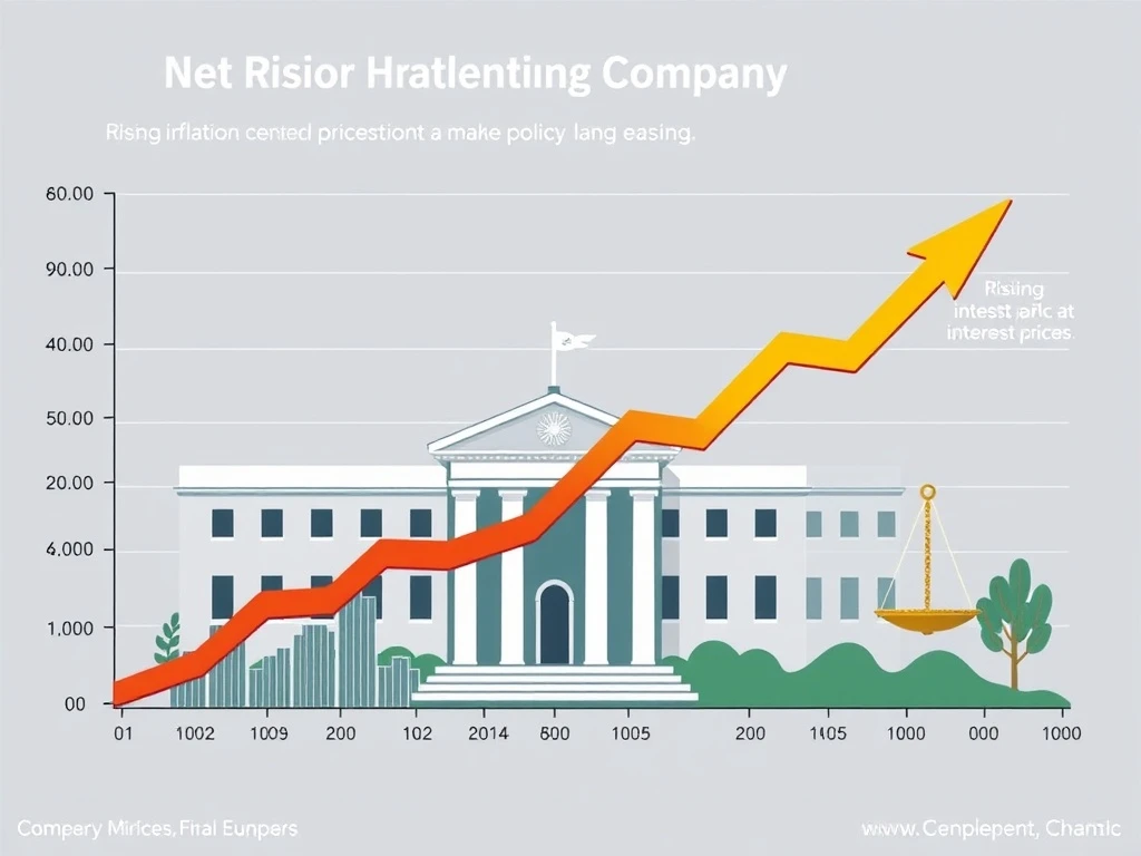 A graph showing rising CPI inflation with a hand pointing towards a potential Federal Reserve interest rate cut, illustrating economic policy.