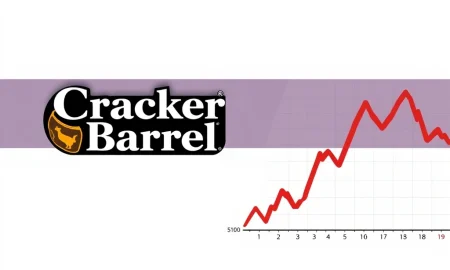Cracker Barrel stock performance chart showing sharp decline after logo controversy