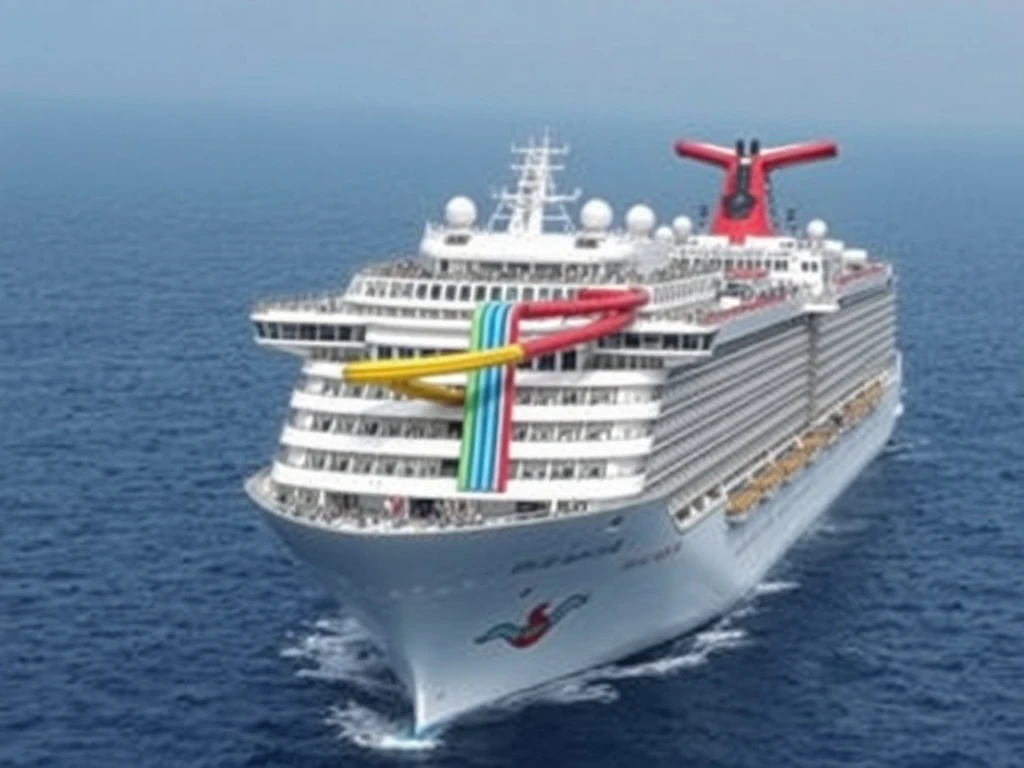 A Royal Caribbean cruise ship features a prominent water slide, highlighting the recent focus on **cruise ship safety** protocols after a recent incident.