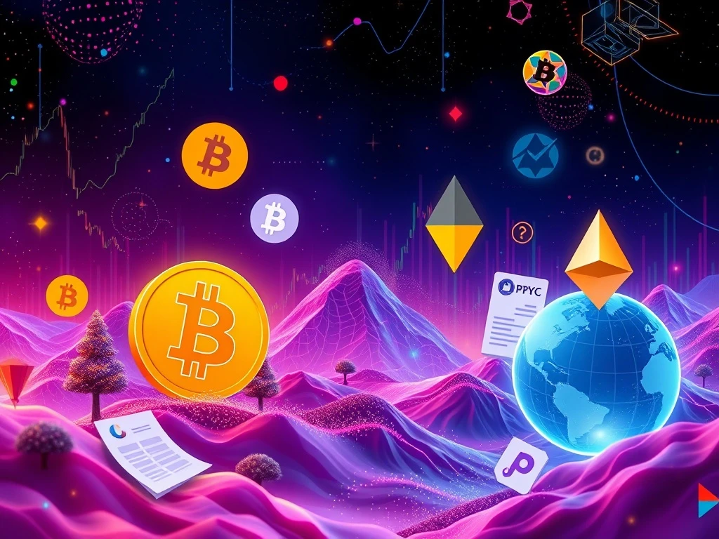 A visual representation of the dynamic crypto daily news landscape, showing digital assets, market trends, and regulatory impacts.