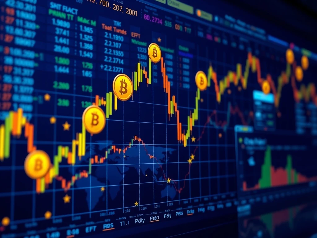 Crypto ETFs market competition showing rising and falling investment performance charts